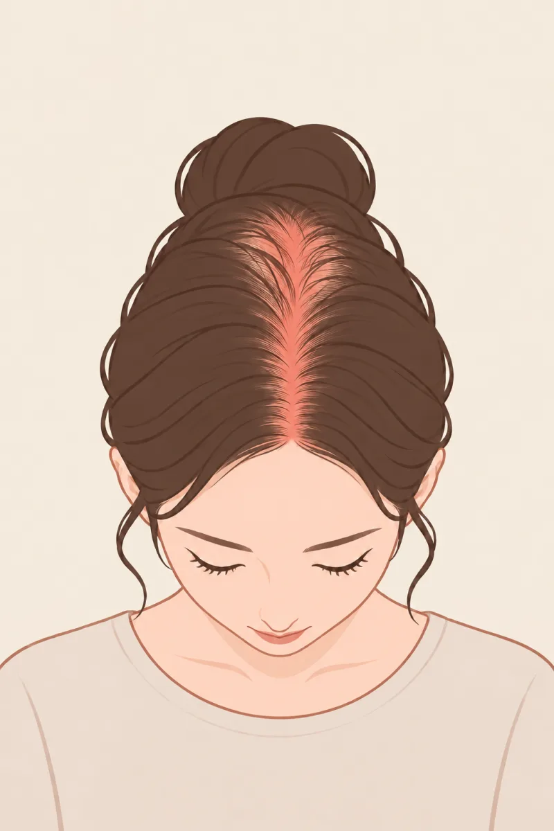 정수리 가르마가 보이는 머리 그림